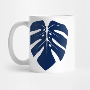 Navy Blue Monstera Leaf Mug